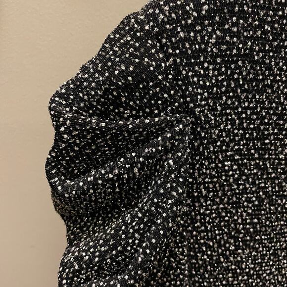 Jonathan Simkhai Glitter Mesh Jersey V Neck Mini Dress | 4 Gunmetal MSRP $800 - Picture 9 of 13